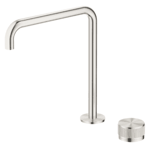 Mica Fluted Soft-Square Hob Sink/Basin Mixer Set - Brushed Nickel