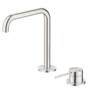 Mica Soft-Square Hob Basin Mixer Set - Brushed Nickel