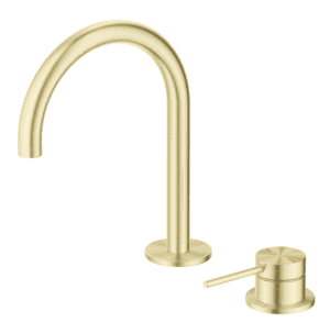 Mica Gooseneck Hob Basin Mixer Set- French Gold