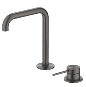 Mica Soft-Square Hob Basin Mixer Set - Gunmetal