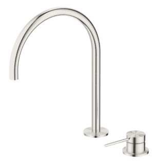 Mica Gooseneck Hob Sink/Basin Mixer Set - Brushed Nickel