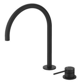 Mica Gooseneck Hob Sink/Basin Mixer Set - Black