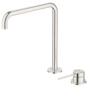 Mica Soft-Square Hob Sink/Basin Mixer Set - Brushed Nickel