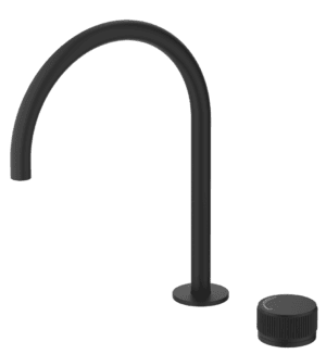 Mica Fluted Gooseneck Hob Sink/Basin Mixer Set - Black