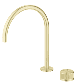 Mica Fluted Gooseneck Hob Sink/Basin Mixer Set- French Gold