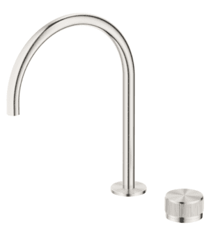 Mica Fluted Gooseneck Hob Sink/Basin Mixer Set - Brushed Nickel