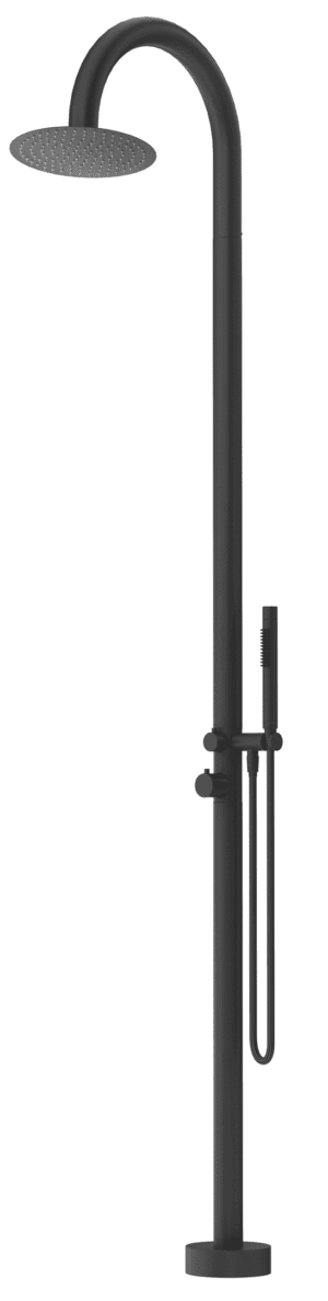 Mica Gooseneck Freestanding Outdoor Shower - Black