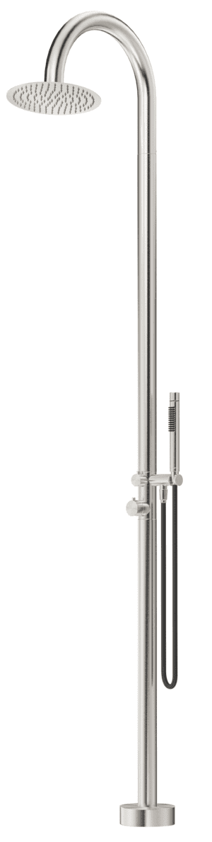 Mica Gooseneck Freestanding Outdoor Shower - Brushed Nickel