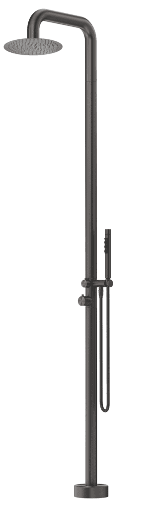 Mica Soft Square Freestanding Outdoor Shower - Gunmetal