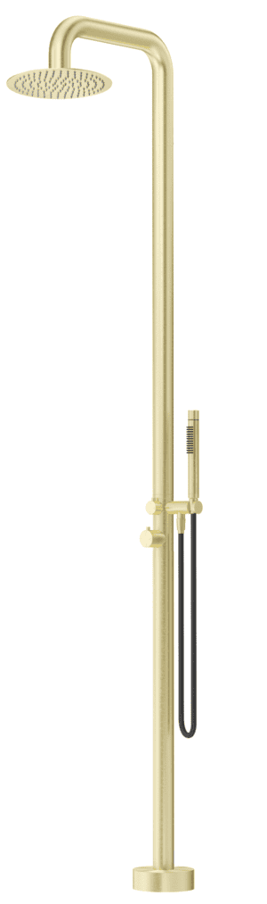 Mica Soft Square Freestanding Outdoor Shower- French Gold
