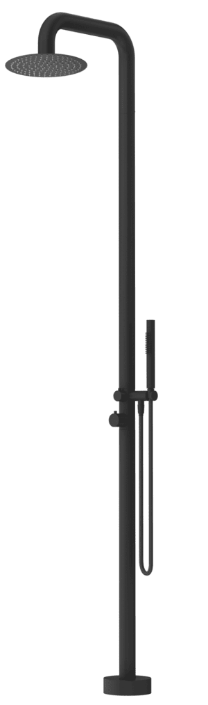 Mica Soft Square Freestanding Outdoor Shower - Black