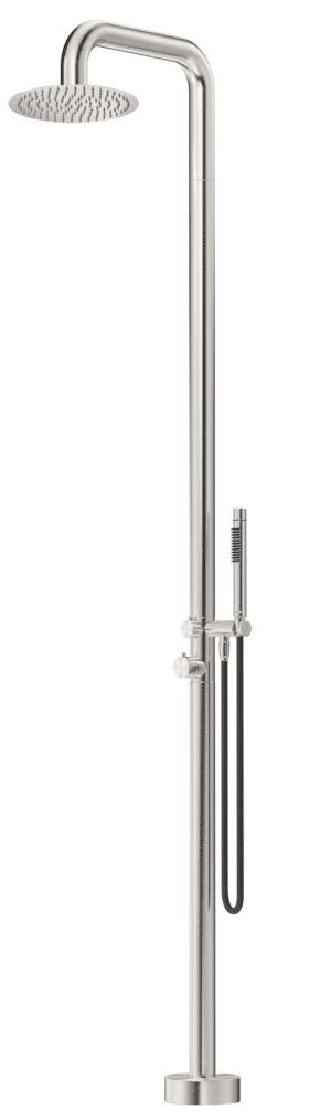 Mica Soft Square Freestanding Outdoor Shower - Brushed Nickel