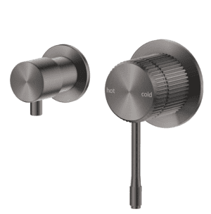 Mica Fluted Shower Mixer Diverter - Sideways - Gunmetal
