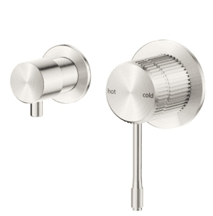 Mica Fluted Shower Mixer Diverter - Sideways - Brushed Nickel