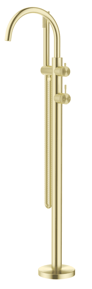 Mica Fluted Freestanding Bath Mixer with Hand Shower- French Gold