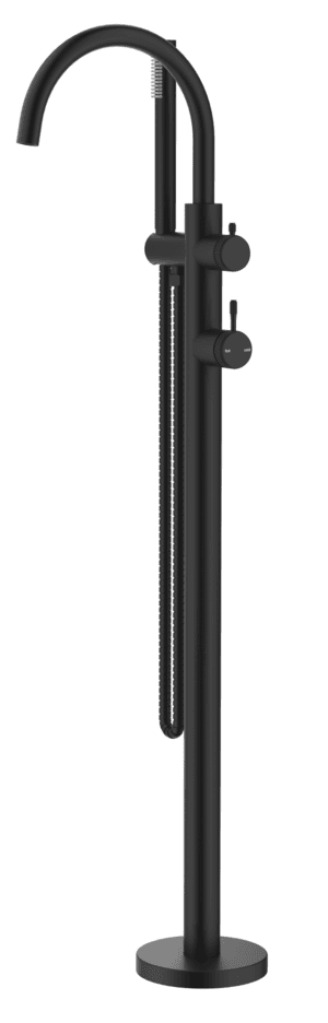 Mica Fluted Freestanding Bath Mixer with Hand Shower - Black