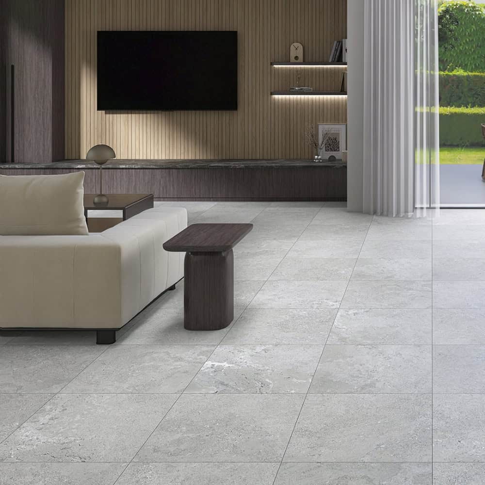 Perlato limestone look porcelain tile 600x600 matt finish