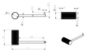 Mica Fluted Toilet Paper Holder dimension drawing
