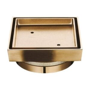 115 x 115mm tile insert shower grate brushed brass
