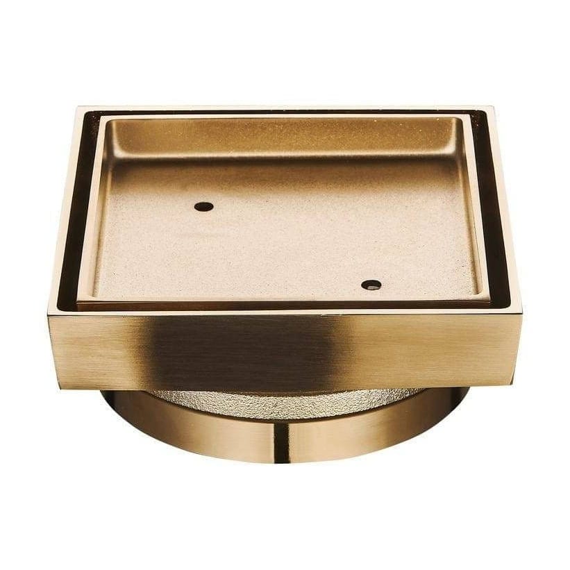 115 x 115mm tile insert shower grate brushed brass