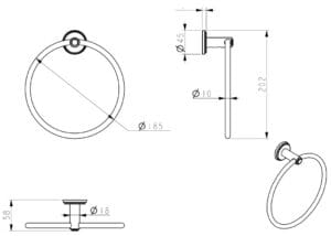 Mica Heritage Towel Ring dimension drawing