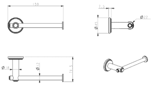 Mica Heritage Toilet Paper Holder dimension drawing
