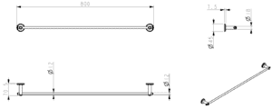 Mica Heritage Single Towel Rail dimension drawing