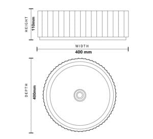 PIAZA Above Counter Basin dimension drawing