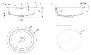 Kalos - Undermount - 400 X 400 X 155mm dimension drawing