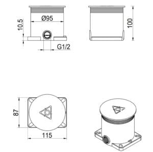 Mica Freestanding Bath Filler - BODY ONLY dimension drawing