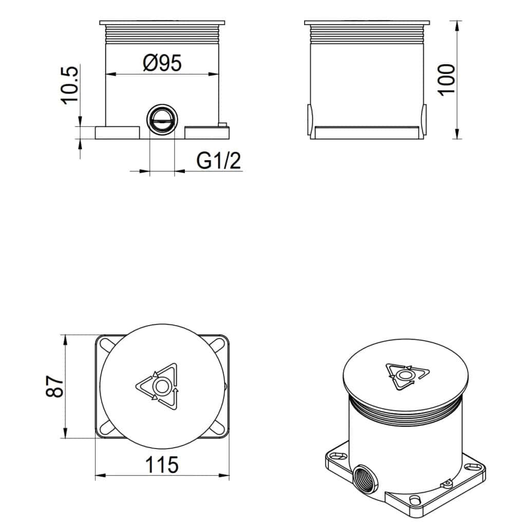 Mica Freestanding Bath Filler - BODY ONLY dimension drawing