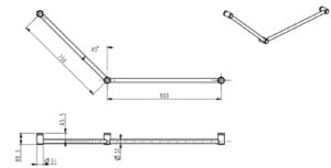 Mica Care Grab Rail - 45 Degree - 750x900mm dimension drawing