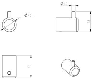 Mica Care Wall Hook dimension drawing