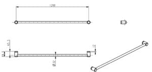 Mica Care Horizontal Grab Rail dimension drawing