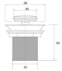 LVB Mica Bath Pop-Up Waste dimension drawing
