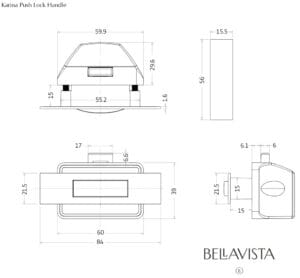 Karina Push Lock Handle dimension drawing
