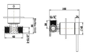 LVB Mica Shower Mixer - TRIM KIT ONLY dimension drawing