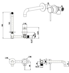 LVB Mica Wall-Spout Combo - TRIM KIT ONLY dimension drawing