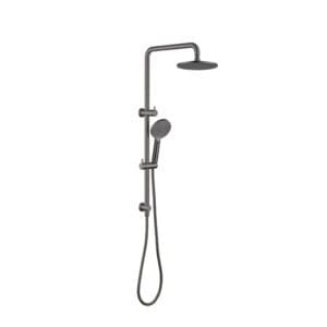 MONDO shower rail in gun metal with the round handpiece