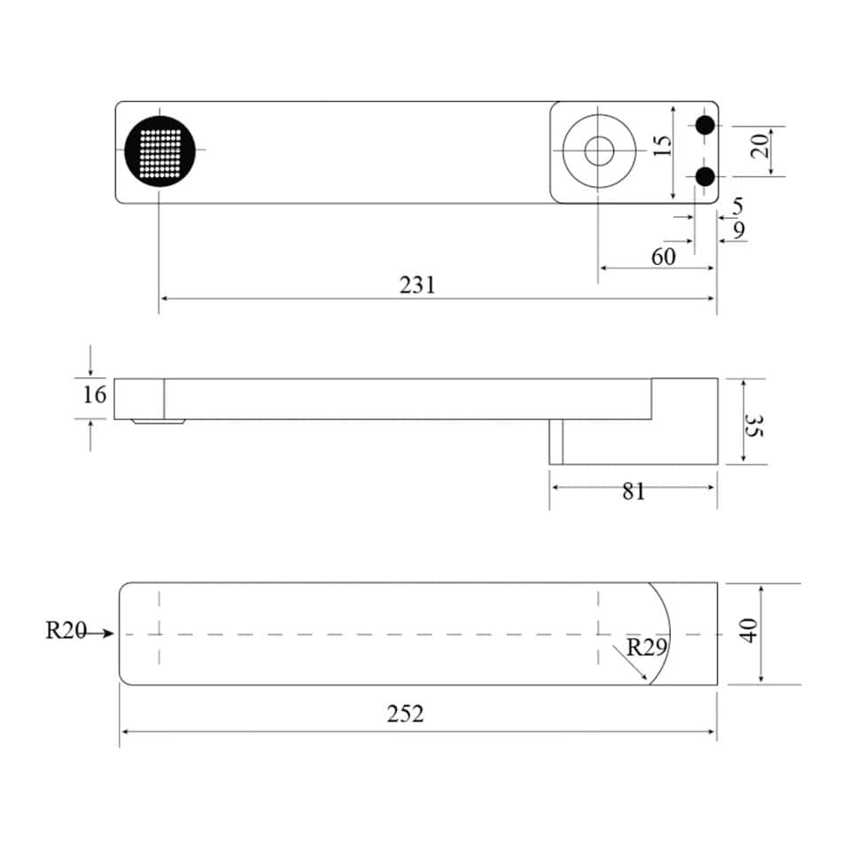 cresta swivel bath spout dimensions diagram