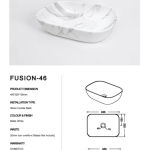 Fusion 46 Carrara Above-Counter Basin