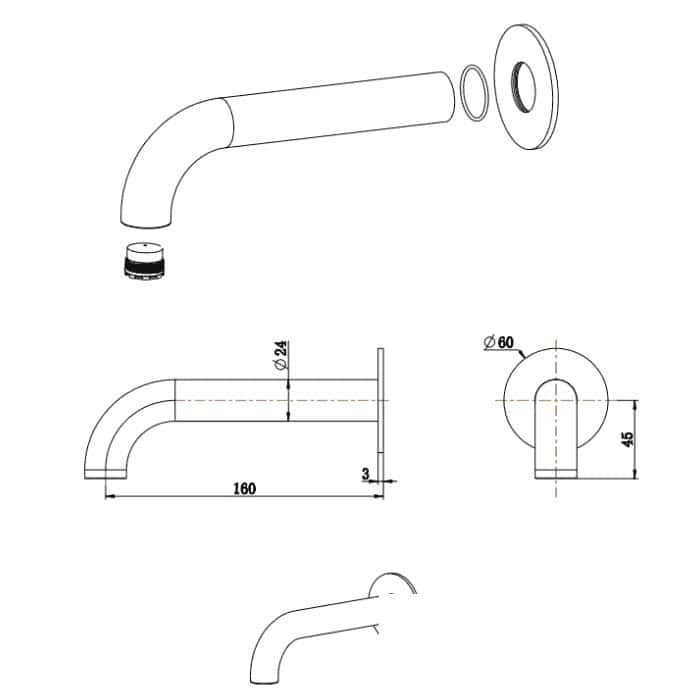 Mica Heritage Bath/Basin Spout