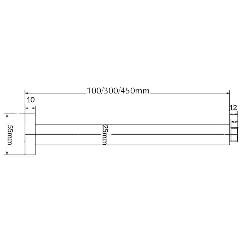 Mica Ceiling Arm dimension drawing