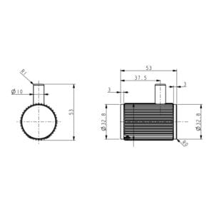 Mica Fluted Robe Hook dimension drawing