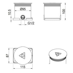 Mica Freestanding Bath Filler Body dimension drawing