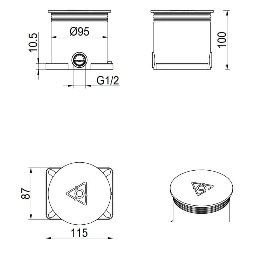 Mica Freestanding Bath Filler Body dimension drawing