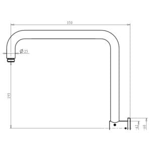 Mica Heritage Gooseneck Shower Arm dimension drawing