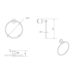 Mica Hand Towel Ring dimension drawing