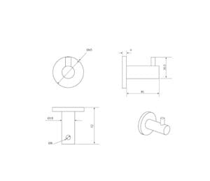 Mica Robe Hook dimension drawing