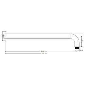Mica Wall Shower Arm Curved dimension drawing